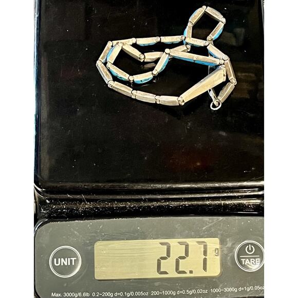 VTG Taxco Sterling Silver 950 Turquoise Inlay Hinged Panel Collar Necklace 22.7g - Picture 16 of 16